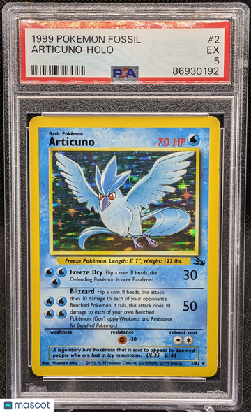 1999 Pokemon Fossil Articuno Holo #2 PSA 5