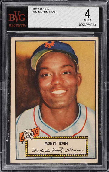 1952 Topps Baseball Monte Irvin #26 BGS 4