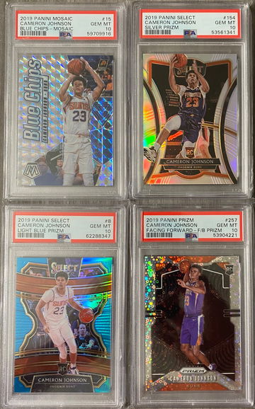 2019 Cameron Johnson psa 10 lot mosaic blue chips silver Premier select light blue fast break prizm variation