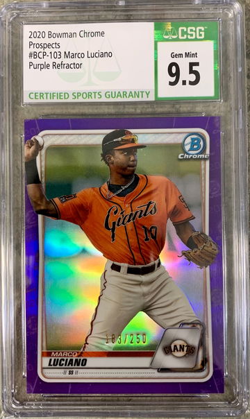 2020 Bowman Chrome Marco Luciano Purple Refractor /250 CSG 9.5 Gem Mint
