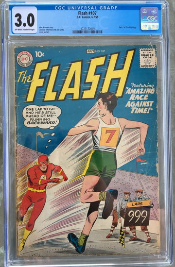 The Flash #107 (1959) CGC 3.0 -- O/w to white pages; Part 2 of Grodd trilogy