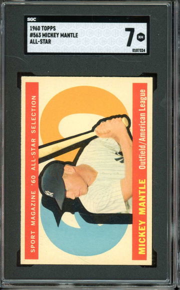1960 Topps High #563 Mickey Mantle AS All-Star Yankees HOF SGC 7 NM Near Mint