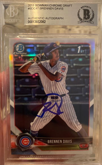 2018 Bowman Chrome Brennen Davis Refractor Auto Beckett Authenticated