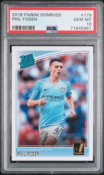 2018 PANINI DONRUSS FIFA #179 PHIL FODEN RC ROOKIE PSA 10