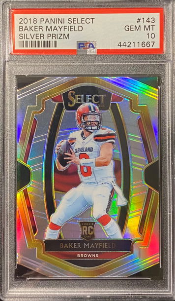 2018 Panini Select Silver Baker Mayfield PSA 10