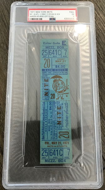 Nolan Ryan Win #24 & Hank Aaron HR #606 FULL TICKET