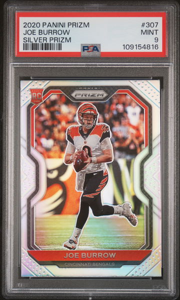 2020 Panini Prizm Silver Prizm Joe Burrow #307 RC PSA 9