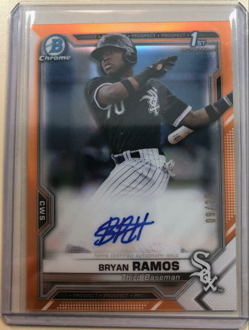 Bryan Ramos ORANGE REFRACTOR AUTO 1st 2021 Bowman Chrome 9/25 #CPABR White Sox🔥