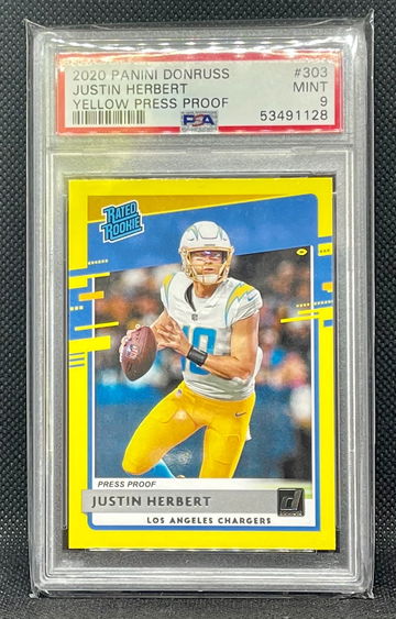 Justin Herbert Yellow Press Proof PSA 9