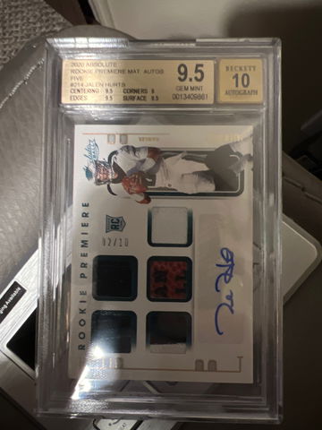 2020 Absolute  Jalen Hurts RC Premier 5 Material Auto #’ed 02/10 