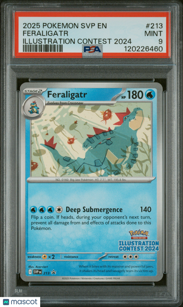 2025 Pokemon SVP EN-SV Black Star Promo Feraligatr Illustration Contest 2024 PSA 9 #213