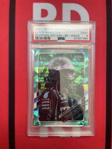 2021 Topps Chrome F1 Lewis Hamilton Sapphire Aqua Variation/99 PSA 9