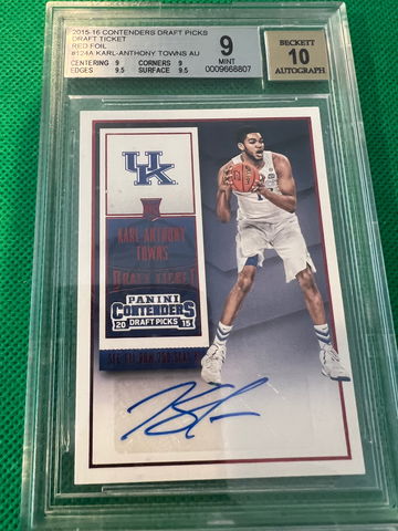 2015 contenders Karl Anthony towns rc red foil bgs 9 10 auto pop 2