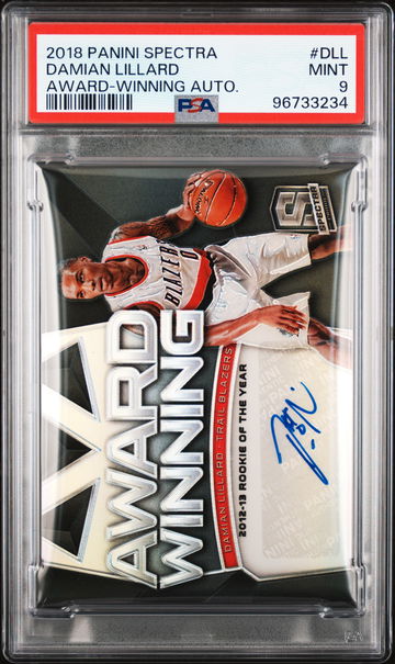 2018 Panini Spectra Award-Winning Autographs Damian Lillard #DLL /25 PSA 9