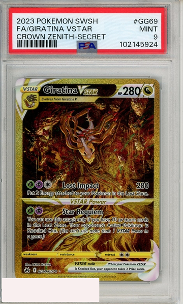 2023 POKEMON SWORD SHIELD CROWN ZENITH FA GIRATINA VSTAR #GG69 SECRET PSA 9