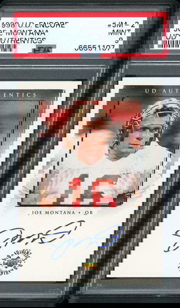 Joe Montana 1998 Upper Deck #JM-2 Encore UD Authentics On-Card Auto PSA 9 49ers