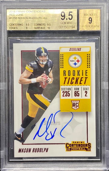 2018 Contenders Red Zone Mason Rudolph Auto BGS 9.5/9