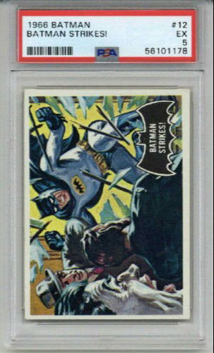 1966 TOPPS BATMAN #12 BATMAN STRIKES! PSA 5 EXCELLENT LOW POPULATION RARE