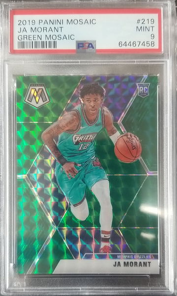 2019-20 JA MORANT Green Mosaic Prizm Rookie RC #219 Color Match PSA Mint SP SSP 📈🔥!