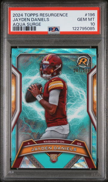 2024 Topps Resurgence Aqua Surge Jayden Daniels #196 RC /249 PSA 10