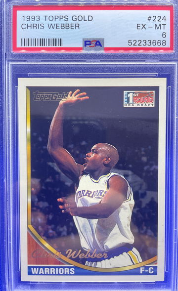 1993 TOPPS GOLD #224 CHRIS WEBBER ROOKIE PSA 6 EX-MT POP 2 WARRIORS HOF