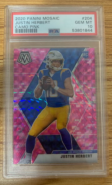 2020 Mosaic Justin Herbert Pink Camo PSA 10