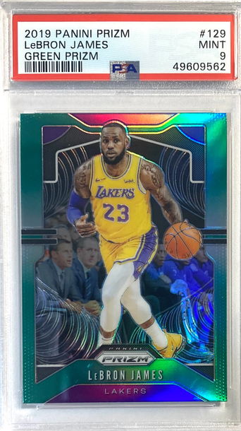 2019-20 Panini Prizm Basketball #129 LeBron James Green Prizm PSA 9 Mint
