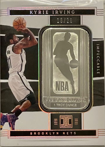 2020-21 Panini Impeccable Kyrie Irving Silver NBA Logo 1 Troy Ounce 16/20!