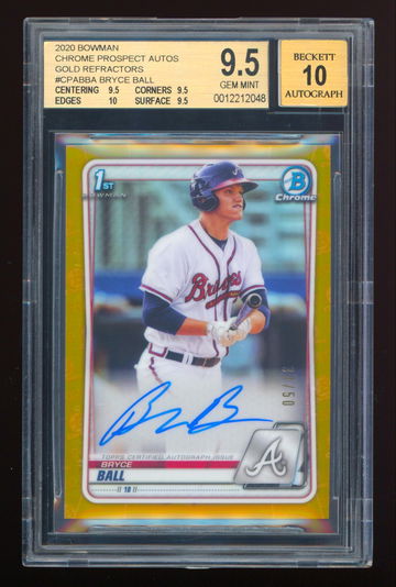 2020 Bowman Chrome BRYCE BALL Gold Refractor Auto RC #37/50 BGS 9.5 / 10 Cubs