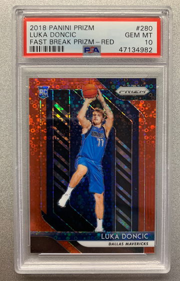 LUKA DONCIC 2018 FAST BREAK RED PRIZM #/125 PSA 10