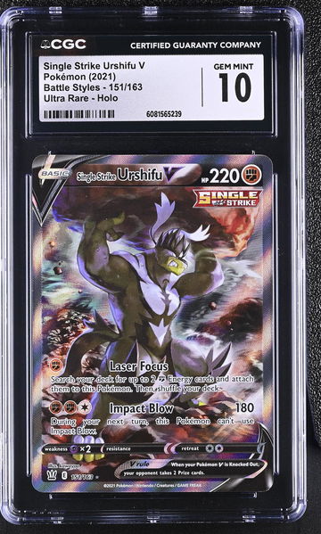 2021 Pokemon Battle Styles Single Strike Urshifu V #151/163 Ultra Rare CGC 10