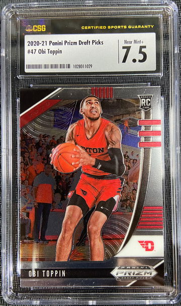 2020-21 Panini Prizm Draft Picks ROOKIE Obi Toppin CSG 7.5