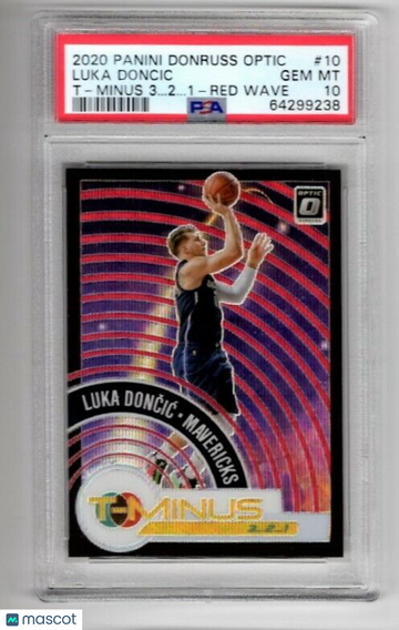 Luka Doncic 2020-21 Donruss Optic T-Minus 3 2 1 Red Wave #10 SP Mavericks PSA 10