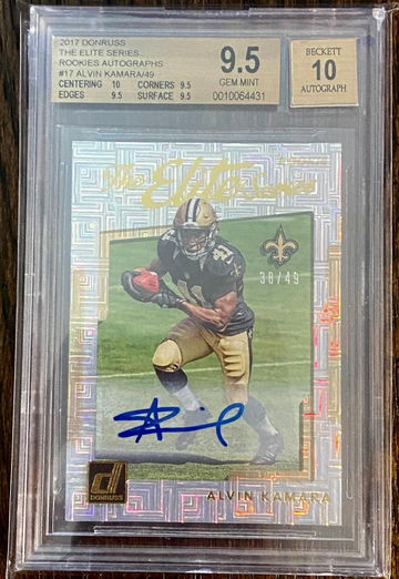 2017 Donruss ALVIN KAMARA Auto ROOKIE Card RC BGS True 9.5 10 Gem Mint #'d /49