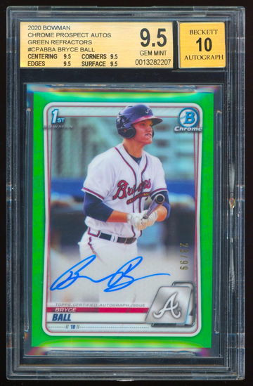 2020 Bowman Chrome BRYCE BALL Green Refractor Auto RC #23/99 BGS 9.5 / 10 Cubs