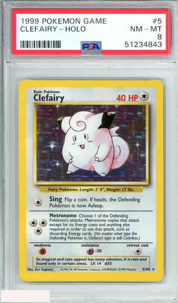 1999 POKEMON GAME CLEFAIRY HOLO #5 PSA 8 NM-MT