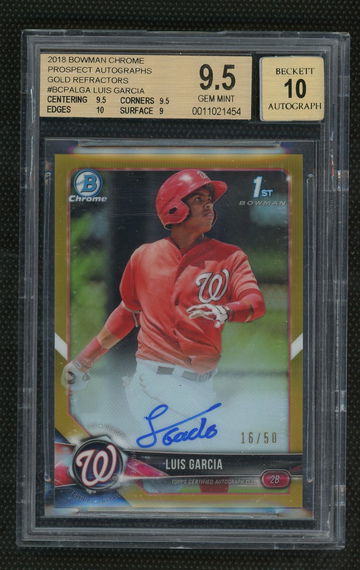 Luis Garcia 2018 Bowman Chrome Prospect Auto Gold Refractor