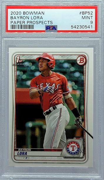 2020 BOWMAN #BP52 BAYRON LORA PAPER PROSPECTS PSA 9