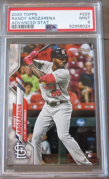 Randy Arozarena RC 2020 Topps #229 Advanced Stats #/300 PSA 9