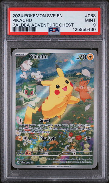 2024 Pokemon Scarlet and Violet Black Star Promo Paldea Adventure Chest Pikachu #88 PSA 9