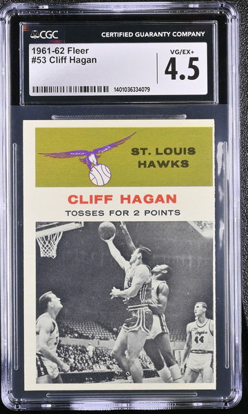 1961-62 FLEER CLIFF HAGAN #53 CGC 4.5 BK.A3.10