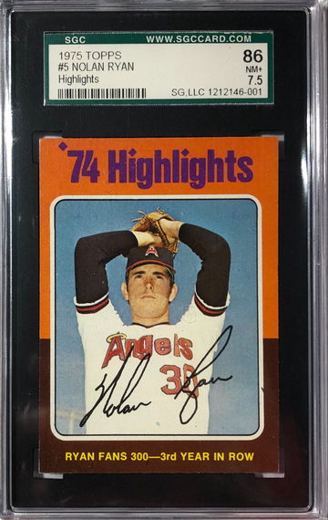 1975 Topps Highlights Nolan Ryan #5 SGC 7.5 NM+