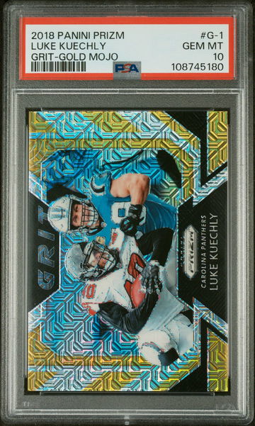 2018 Panini Prizm Grit Luke Kuechly Gold Mojo #G-1 /10 PSA 10