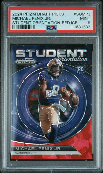 2024 Panini Prizm Draft Picks Student Orientation Red Ice Prizm Michael Penix Jr. #SO-MPJ PSA 9