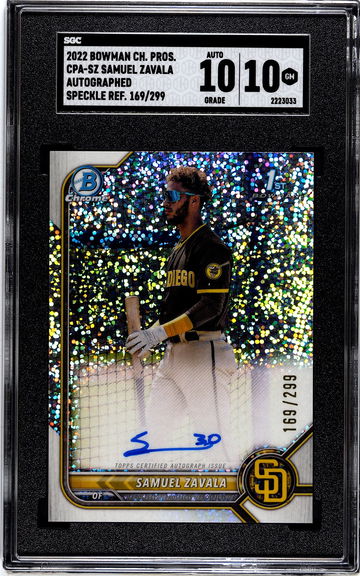 2022 Bowman Chrome Samuel Zavala Auto Speckle Refractor 169/299! SGC 10/ 10 GEM MINT