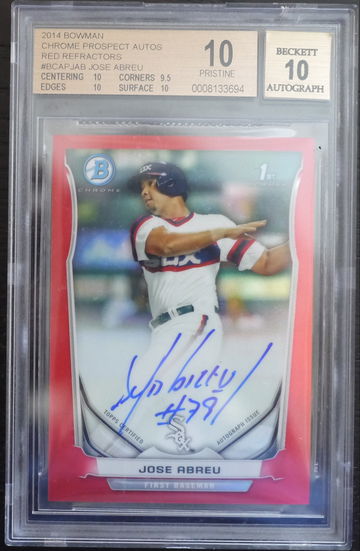 BGS 10 - 2014 BOWMAN CHROME JOSE ABREU (1/5) RED REFRACTORS AUTO 10 POP 1!
