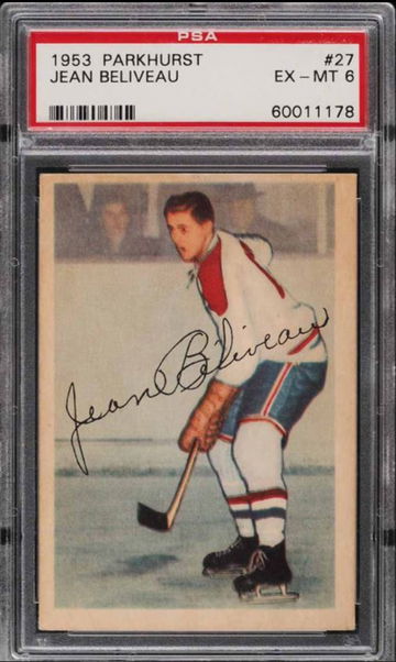 1953 PARKHURST JEAN BELIVEAU ROOKIE RC #27 PSA 6 EXMT (PWCC vault stored)