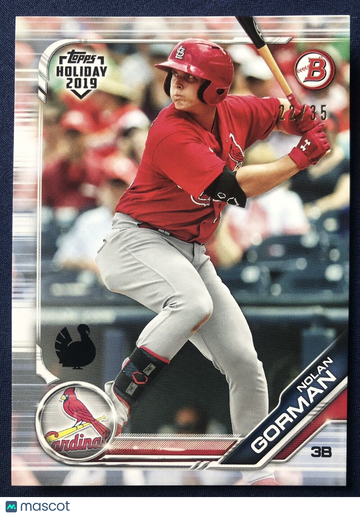 NOLAN GORMAN 2019 Bowman Topps Holiday TH-NG TURKEY Parallel SP #22/35 Cardinals