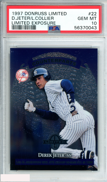 1997 DONRUSS LIMITED DEREK JETER LOU COLLIER #22 LIMITED EXPOSURE PSA 10 GEM MT