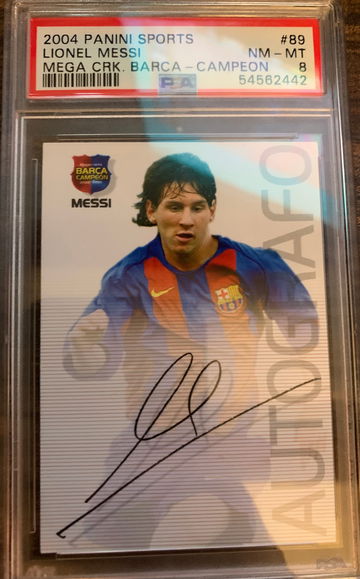 2004 Panini Lionel Messi Rookie RC Megacracks Campeon PSA 8 